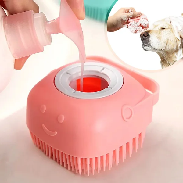Brosse de Bain pour Chien avec Distributeur de Shampooing