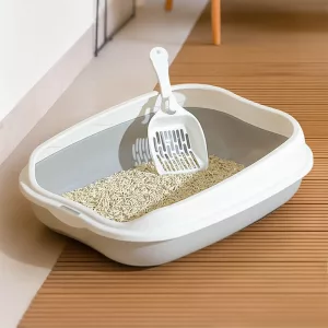 litter box, cat litter box, cat litter tray, high sided litter box, litter box with scoop